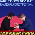 Aamir Khan being felicitated at the Macao Comedy Festival in China 2025