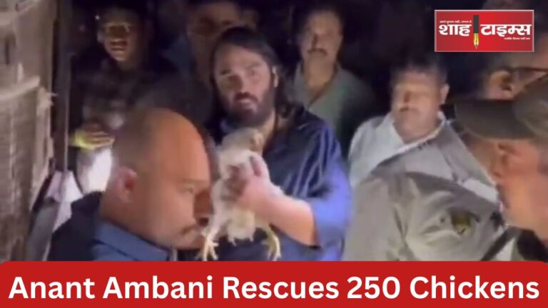 Anant Ambani holding a rescued chicken while walking on his spiritual journey from Jamnagar to Dwarka.