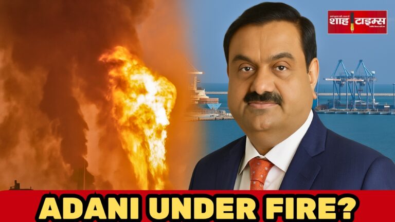 Gautam Adani with Haifa Port and Iran-Israel war explosion scene in the background – Shah Times