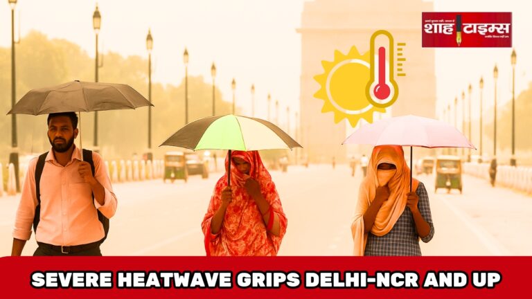 Citizens shielding themselves with umbrellas during severe heatwave near India Gate, Delhi, June 2025