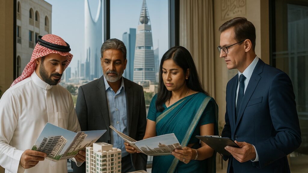 Foreign investors viewing modern Saudi Arabian real estate projects after law change