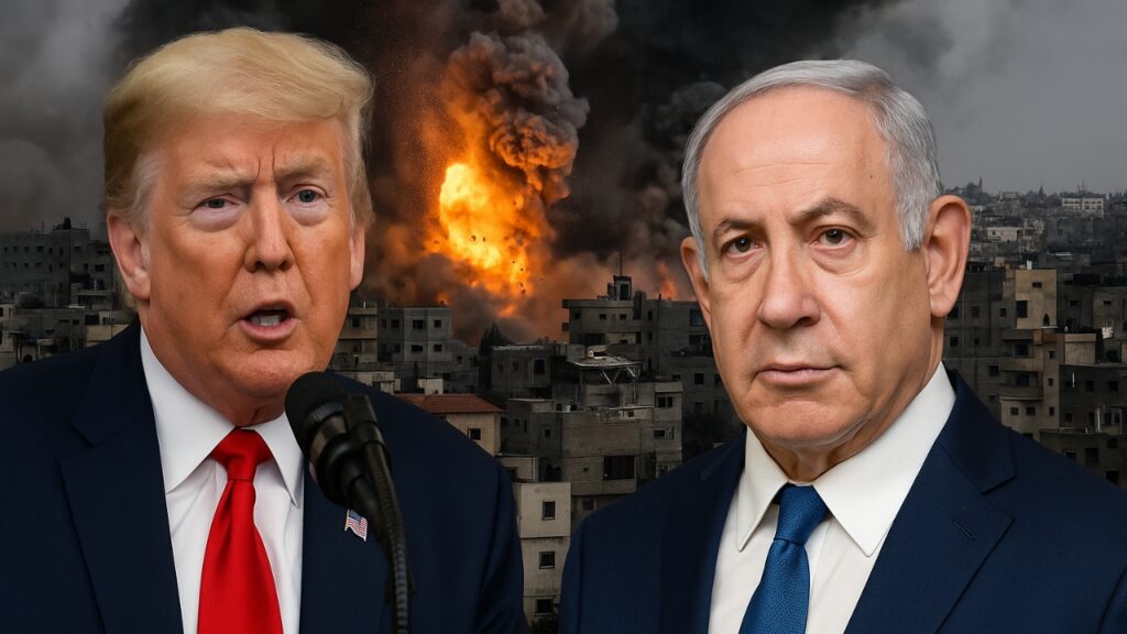 Donald Trump addresses the press on Gaza ceasefire agreement with Israel.