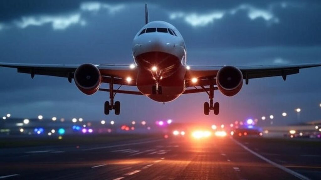 Air India Airbus A320 aircraft landing at Chennai Airport during emergency.