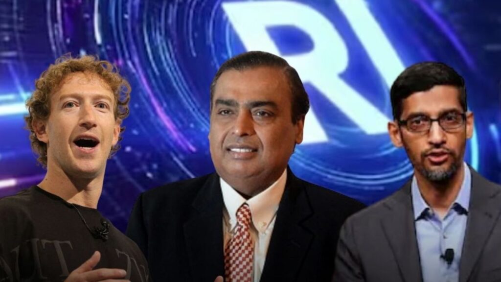 Mukesh Ambani with Google and Meta leaders at Reliance Intelligence AI launch, highlighting India’s new AI cloud and data center venture – Shah Times