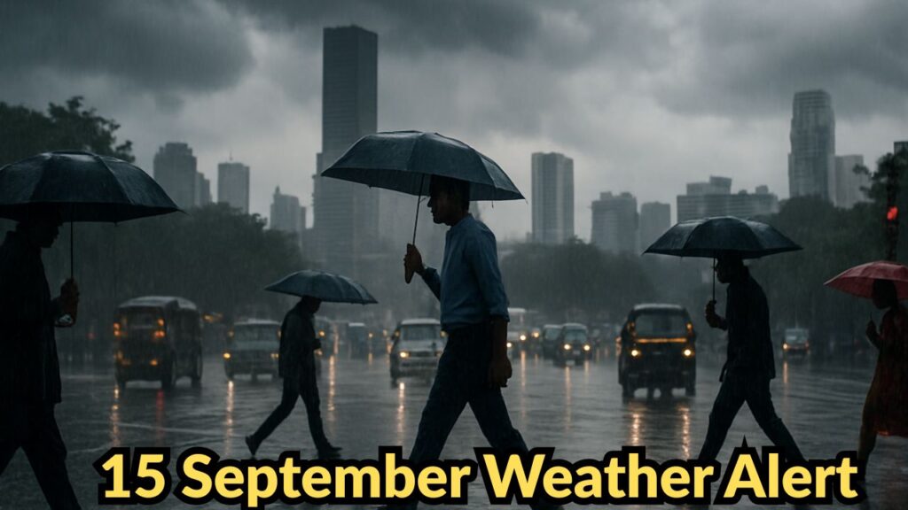 15 सितम्बर को कई राज्यों में भारी बारिश की चेतावनी, लोग सतर्क रहें।