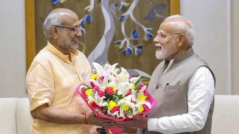 CP Radhakrishnan meets Prime Minister Narendra Modi with a bouquet following his election as India’s 15th Vice President – Shah Times