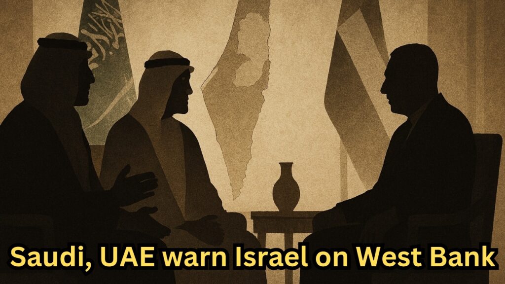 Saudi Crown Prince Mohammed bin Salman और UAE President Mohammed bin Zayed ने इजरायल को वेस्ट बैंक कब्ज़े पर चेतावनी दी।