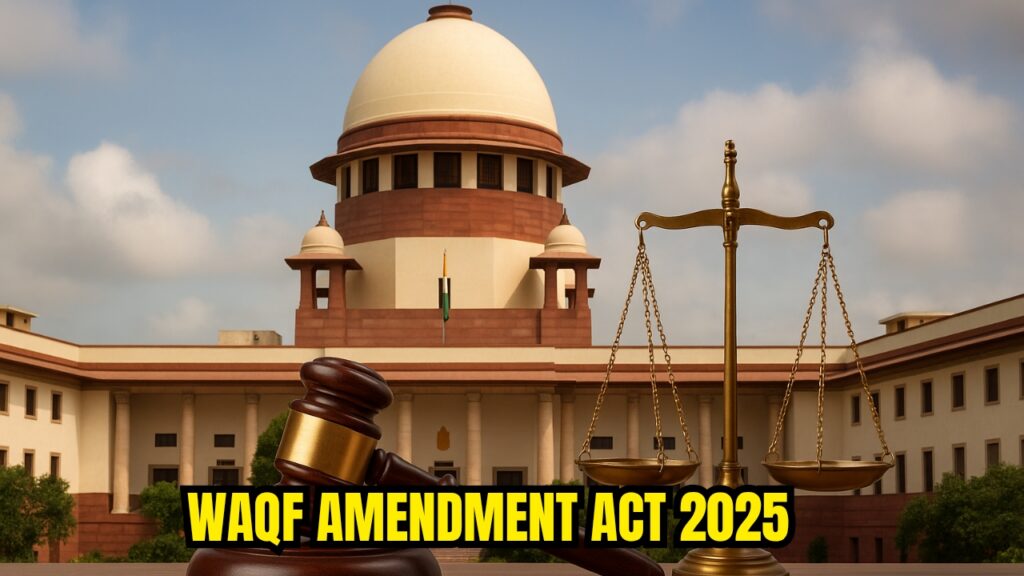 सुप्रीम कोर्ट भवन और वक्फ अधिनियम से जुड़ी संवैधानिक सुनवाई का दृश्य
