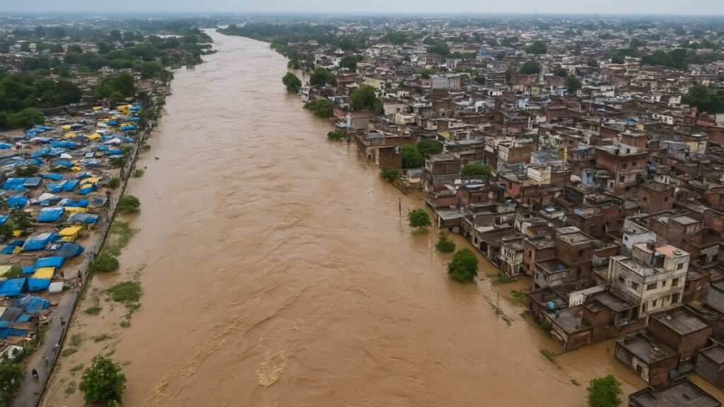 Yamuna river flooding Delhi-NCR, submerged houses and relief camps, September 2025 – Shah Times