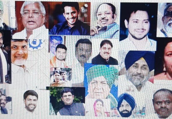 Collage showing prominent Indian political families symbolizing dynastic politics across different parties and regions.
