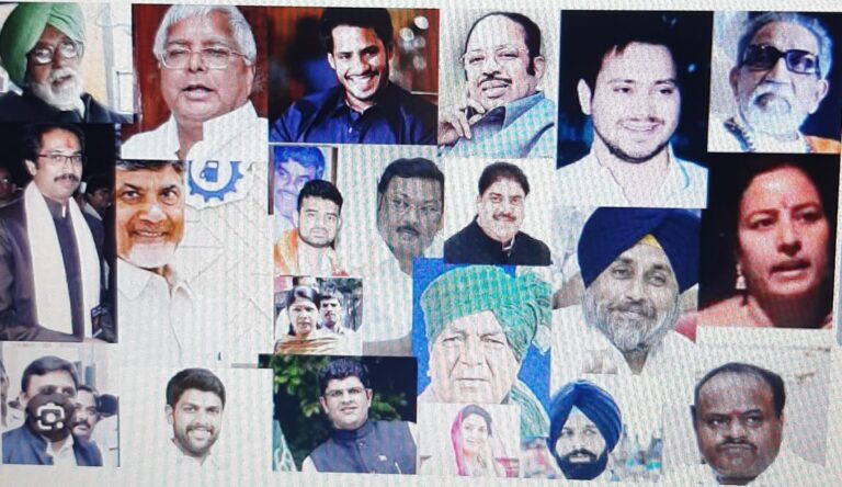 Collage showing prominent Indian political families symbolizing dynastic politics across different parties and regions.