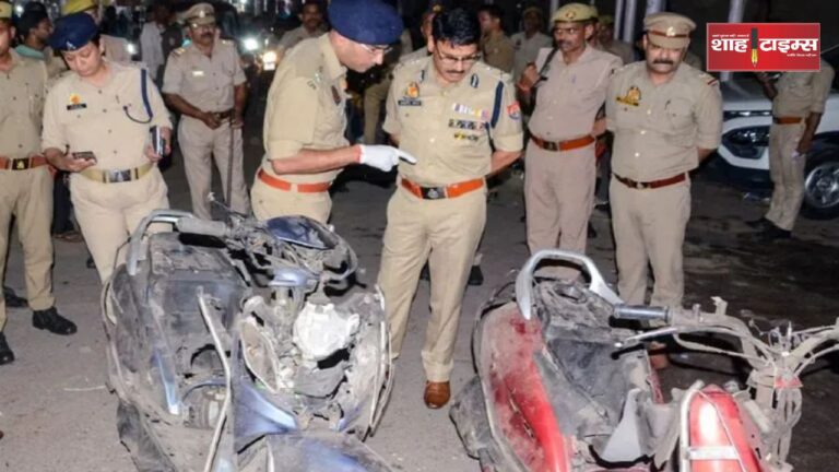 कानपुर मिश्री बाज़ार विस्फोट स्थल की तस्वीर, जहाँ पुलिस और एटीएस की टीमें जांच में जुटी हैं।