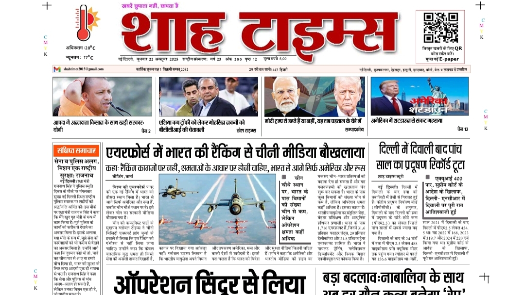 Shah Times E-Paper: आज की बड़ी खबरें | 22 October 2025