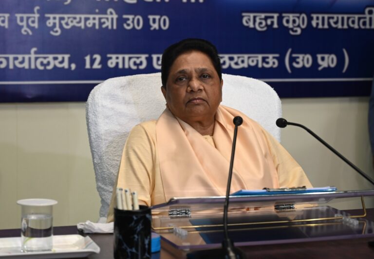 Mayawati during BSP meeting in Lucknow discussing OBC outreach strategy