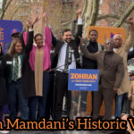 Zohran Mamdani with supporters celebrating victory after being elected as New York City’s first Muslim and South Asian Mayor.