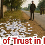 समस्तीपुर में सड़क किनारे पड़ी VVPAT पर्चियां – पारदर्शिता पर सवाल उठे।