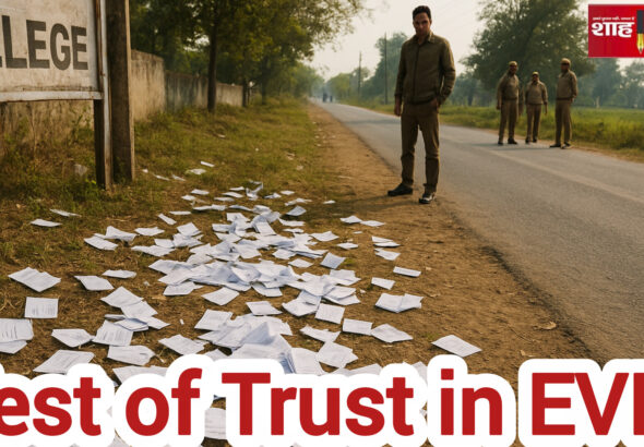 समस्तीपुर में सड़क किनारे पड़ी VVPAT पर्चियां – पारदर्शिता पर सवाल उठे।