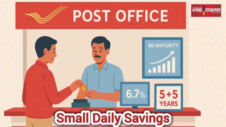Shah Times illustration of Post Office RD scheme with daily savings and long-term returns