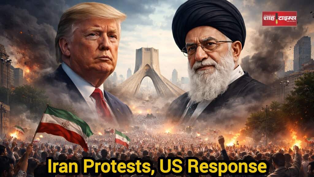 Donald Trump and Ayatollah Ali Khamenei during Iran unrest illustration, Shah Times