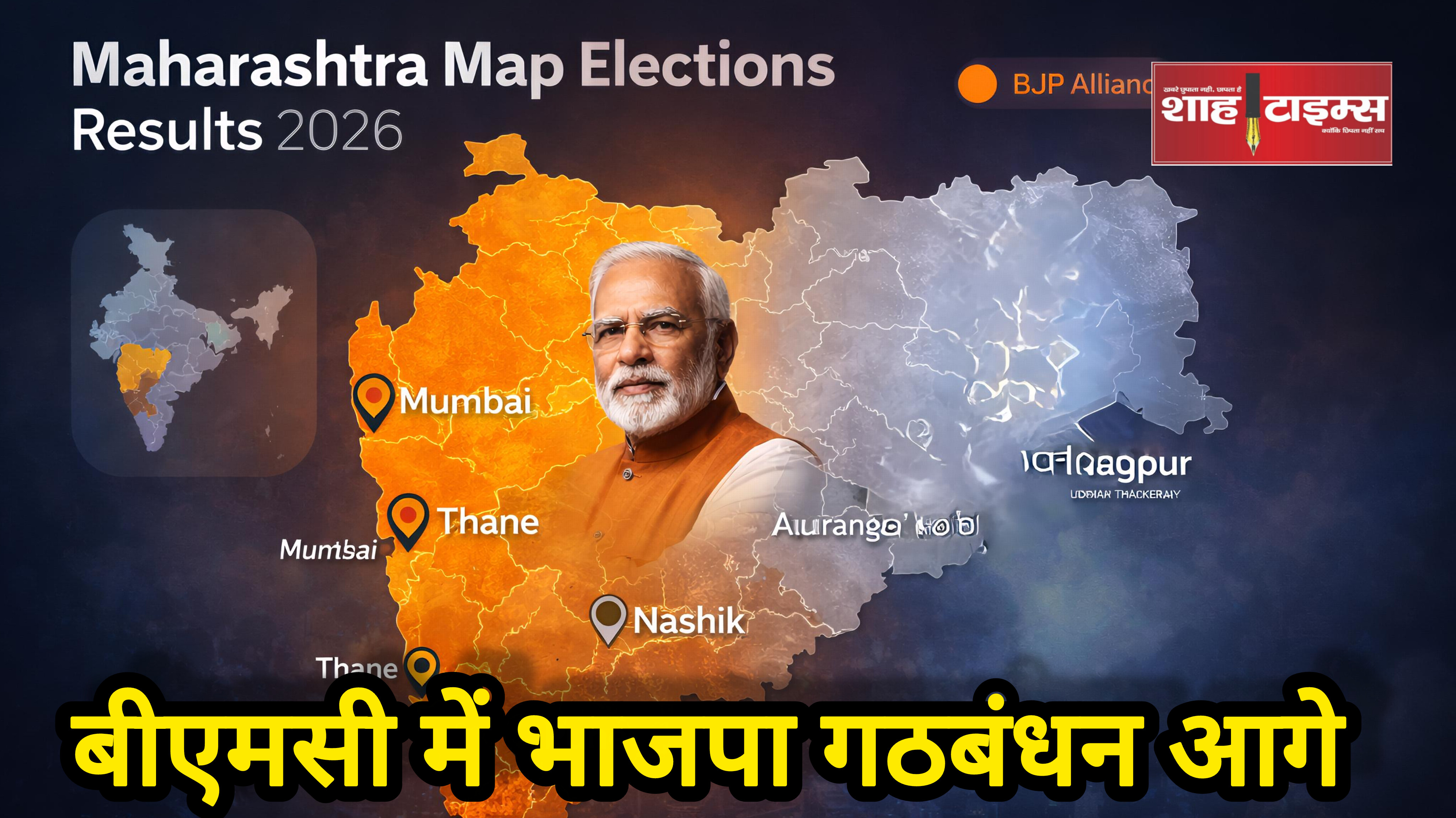 मुंबई से महाराष्ट्र तक बदला सत्ता समीकरण भाजपा+ बहुमत की ओर