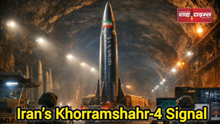ईरान ने अंडरग्राउंड मिसाइल सिटी से खोर्रमशहर-4 बैलिस्टिक मिसाइल दिखाई। शाह टाइम्स