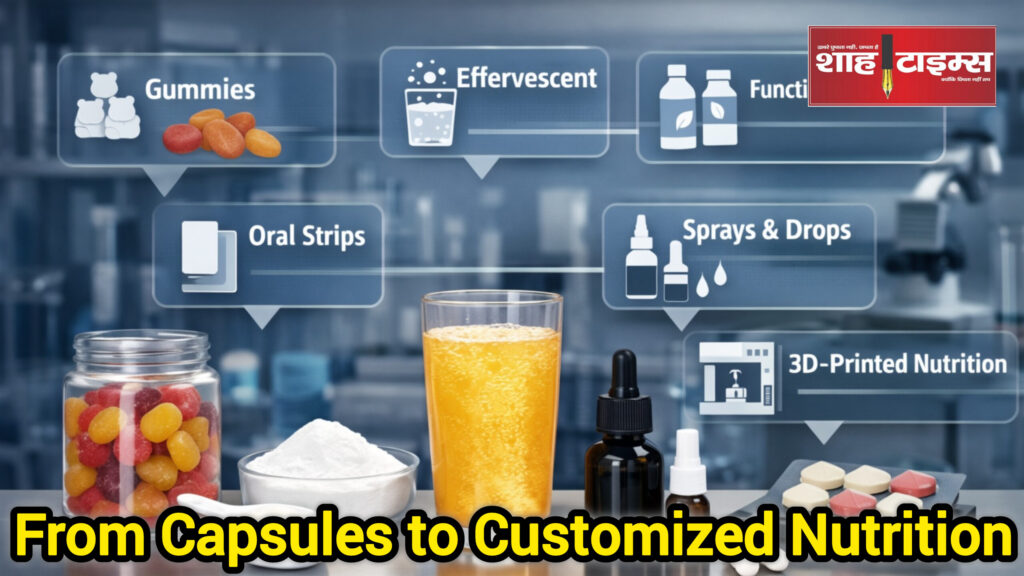 Nutraceutical delivery formats like gummies and drinks visual representation Shah Times