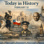 visual timeline highlighting major global and Indian events of February 12 – Shah Times
