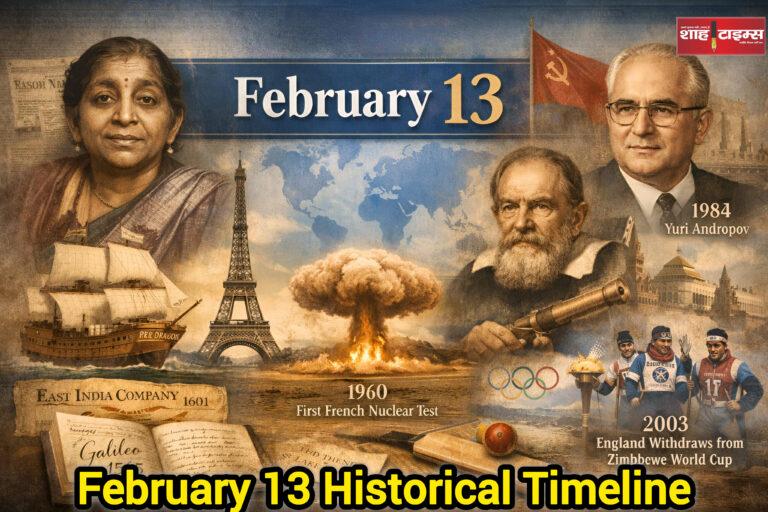 February 13 historical timeline featuring global events Shah Times Image Meta Description Editorial visual
