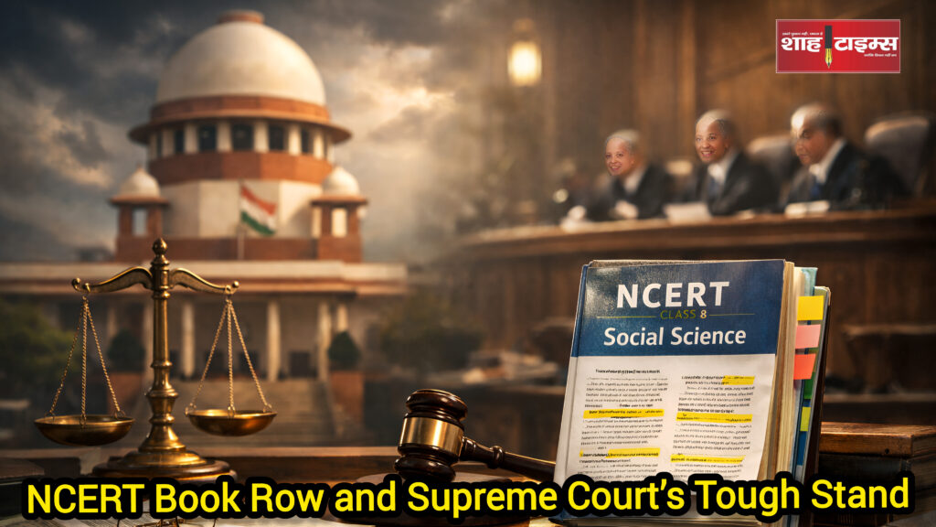Supreme Court of India building with symbolic textbook illustration – Shah Times