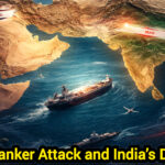 Editorial illustration of India, Israel and Iran with oil tanker in Arabian Sea, Shah Times