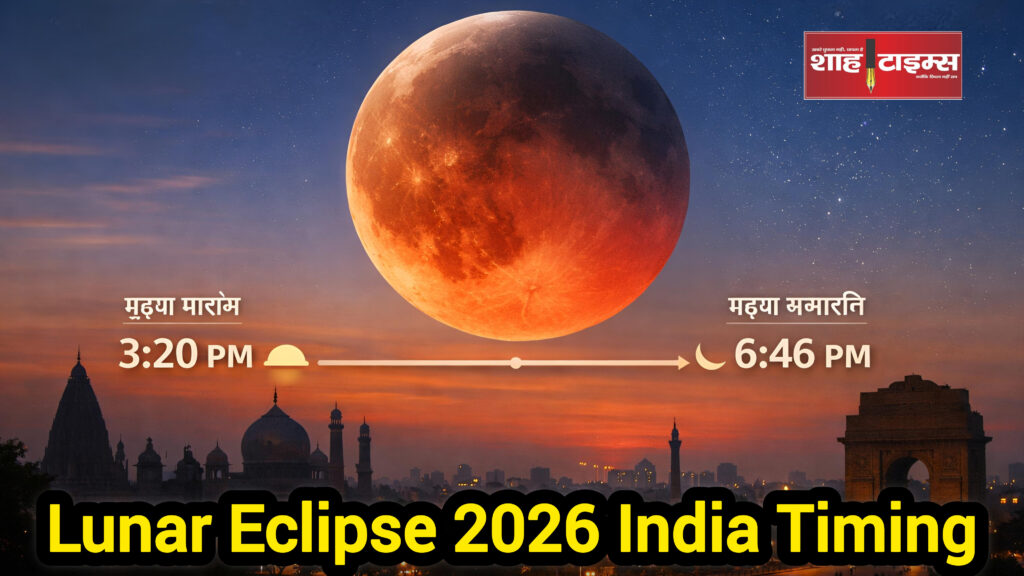 Full moon turning red during Lunar Eclipse 2026 over Indian skyline – Shah Times