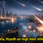 Missile and drone conflict scene over Gulf region with military overlays – Shah Times