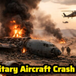 US KC-135 military refueling aircraft crash scene in desert war zone during Middle East conflict | Shah Times