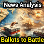 India elections announcement and Middle East conflict geopolitical illustration Shah Times