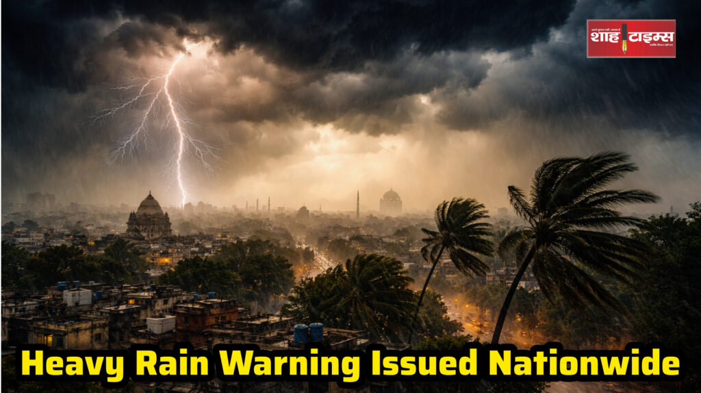 Dark storm clouds and heavy rainfall over Indian landscape Shah Times