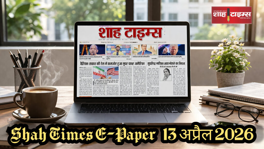 शाह टाइम्स ई-पेपर, 13 अप्रैल 2026 का प्रथम पृष्ठ।