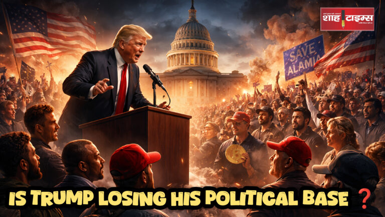 Donald Trump addressing supporters in a dramatic political setting – Shah Times