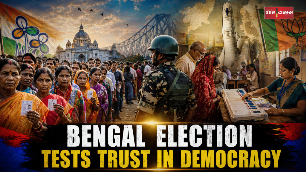 West Bengal election voters standing in line at polling booth Shah Times