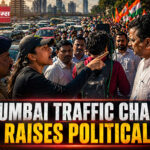 Shah Times image showing public anger over traffic disruption during political rally in Mumbai