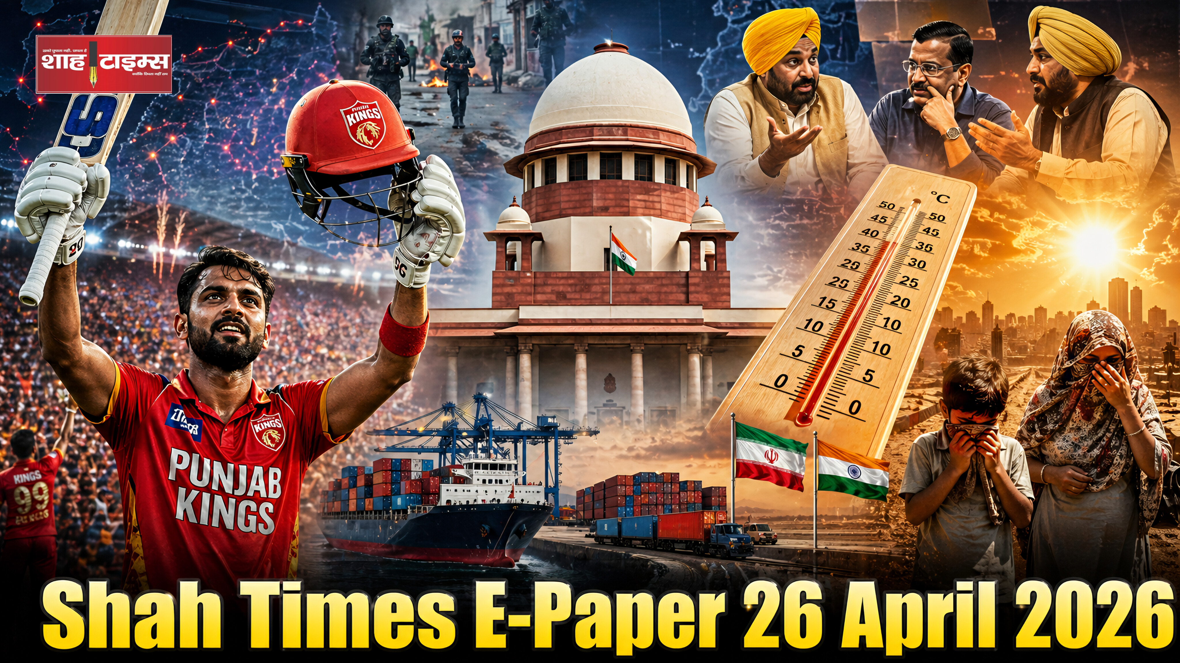 Shah Times E-Paper 26 April 2026: पंजाब का ऐतिहासिक IPL रिकॉर्ड से लेकर हीटवेव अलर्ट तक बड़ी खबरें