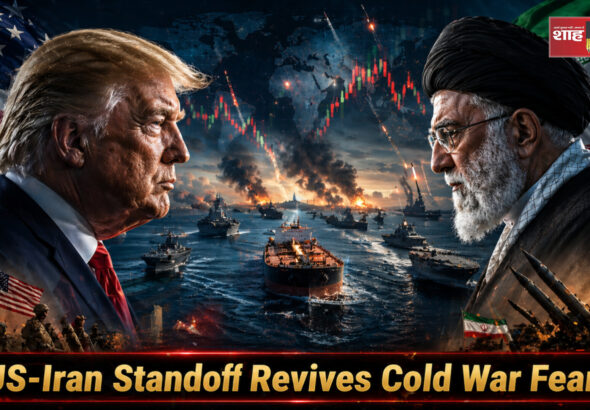 Shah Times graphic showing US Iran conflict Strait of Hormuz crisis