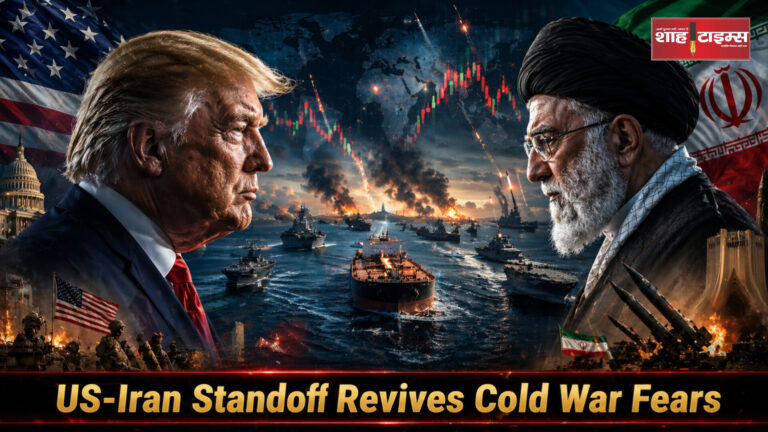 Shah Times graphic showing US Iran conflict Strait of Hormuz crisis