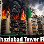 Shah Times coverage of massive fire at Gaur Green Avenue Indirapuram