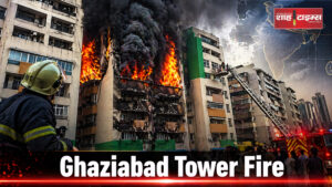Shah Times coverage of massive fire at Gaur Green Avenue Indirapuram