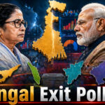 Shah Times election exit poll graphic showing BJP TMC Congress seat projections