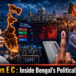 Shah Times cinematic newsroom image showing West Bengal election 2026, BJP victory, Mamata Banerjee, voter list controversy and Election Commission debate.