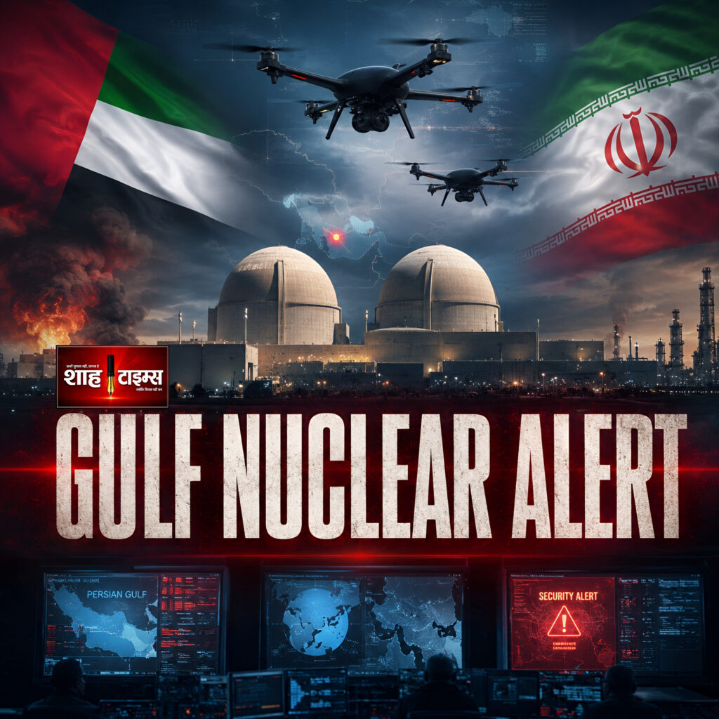 Shah Times cinematic visual of UAE Barakah nuclear plant after drone attack amid Gulf crisis