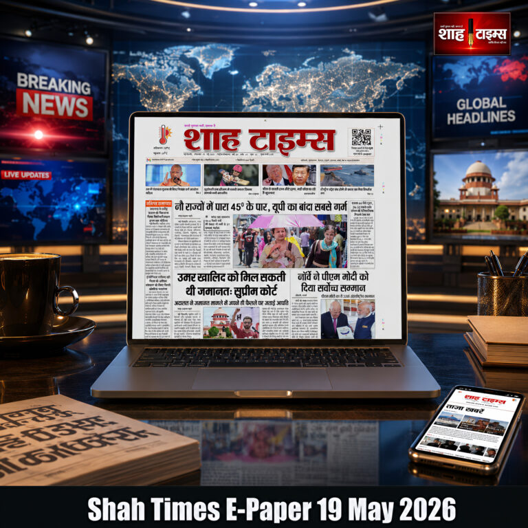 Shah Times Hindi newspaper front page 19 May 2026 with heatwave news, Supreme Court update and PM Modi honour story