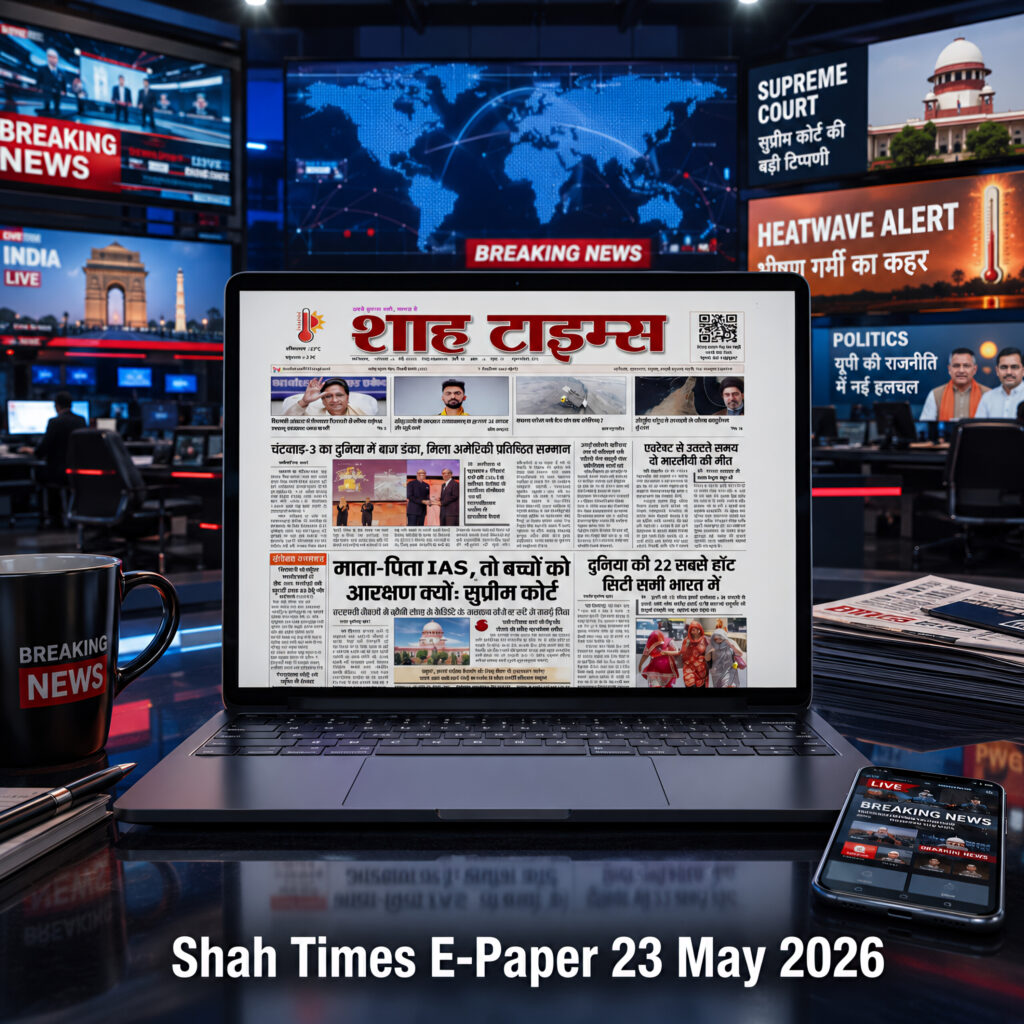Shah Times E-Paper 23 May 2026 front page displayed in premium newsroom editorial layout with India news and breaking headlines.