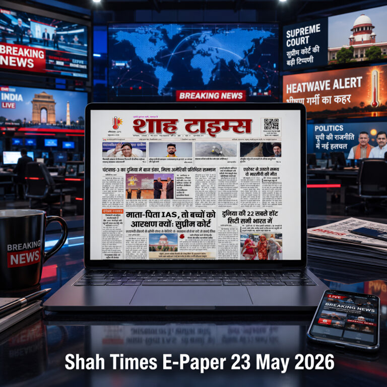 Shah Times E-Paper 23 May 2026 front page displayed in premium newsroom editorial layout with India news and breaking headlines.